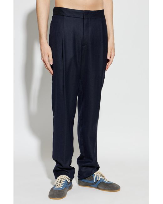 Giorgio Armani Blue Herringbone Pattern Trousers for men