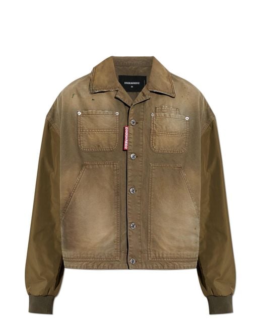 DSquared² Brown Denim Jacket With A Vintage Effect for men