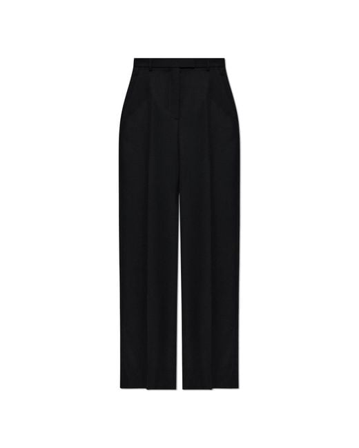 McQueen Black Wool Pleated Trousers