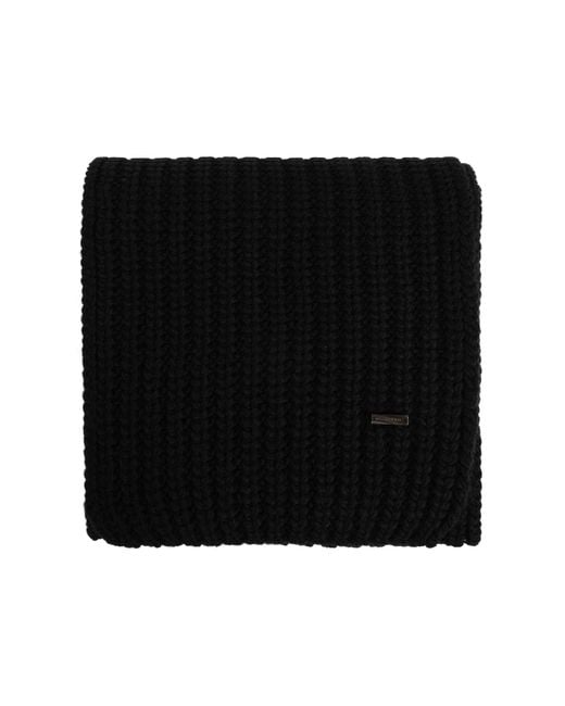 DSquared² Black Wool Scarf With Sewn-In Logo for men