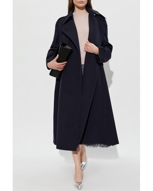 Jil Sander Blue Wool Trench Coat