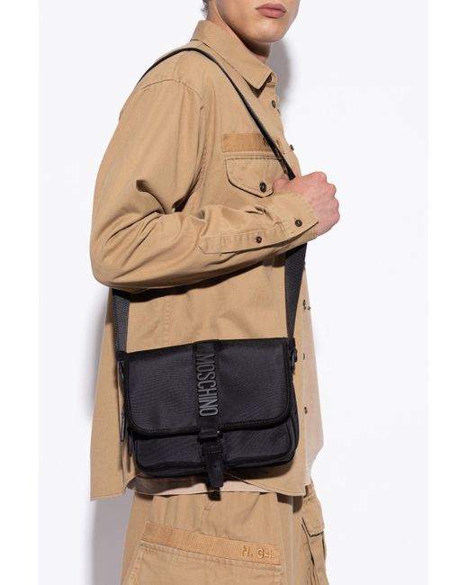 Moschino Black Shoulder Bag With Logo for men