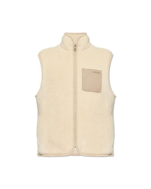 Moncler Natural Vest With Logo for men