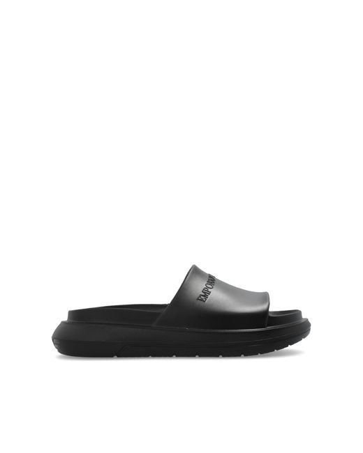 Emporio Armani Black Rubber Flip-Flops for men