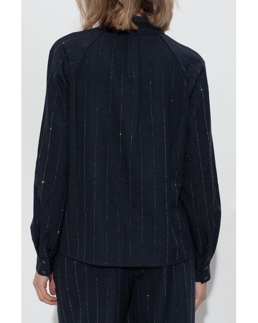 Self-Portrait Blue Shirt With Shimmering Sequins