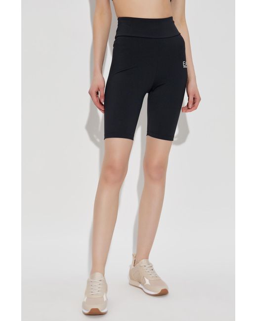 EA7 Blue Training Shorts With Printed Logo