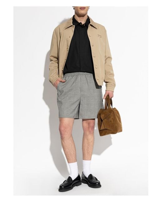 Balmain Gray Woolen Houndstooth-Patterned Shorts for men