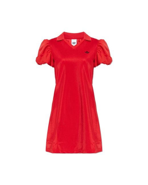Adidas Originals Red Dress With Puff Sleeves