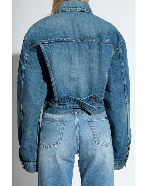 Saint Laurent Blue Distressed Denim Jacket,