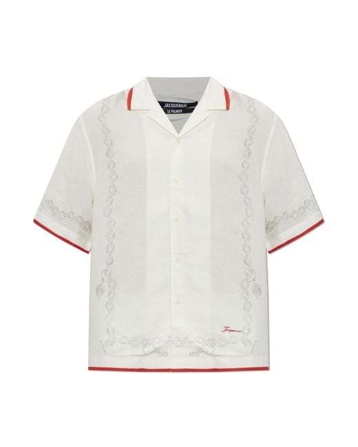 Jacquemus White Patterned Short-Sleeve Shirt for men