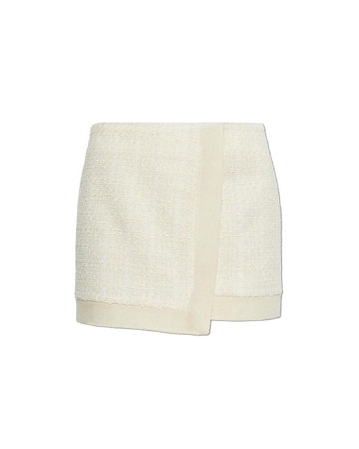 Balmain White Tweed Skirt With Lurex Thread
