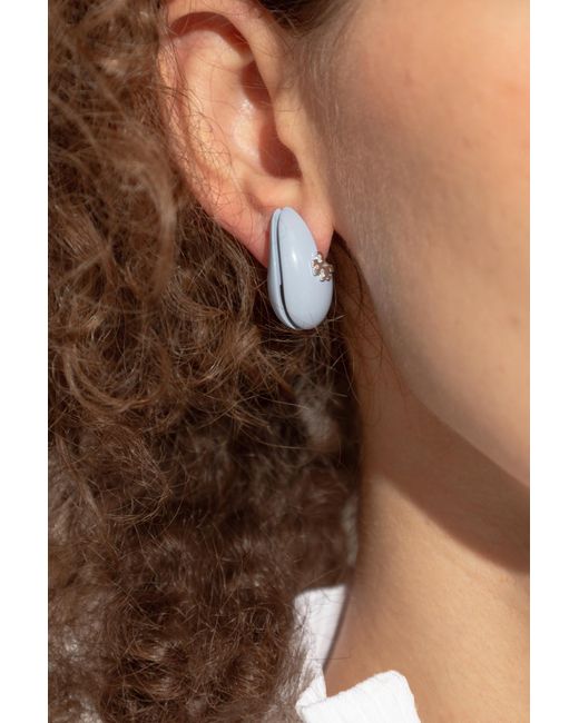 Tory Burch Blue Earrings With Logo