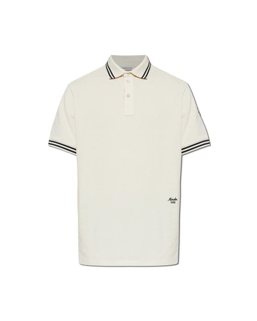 Moncler White Polo With Embroidered Logo for men