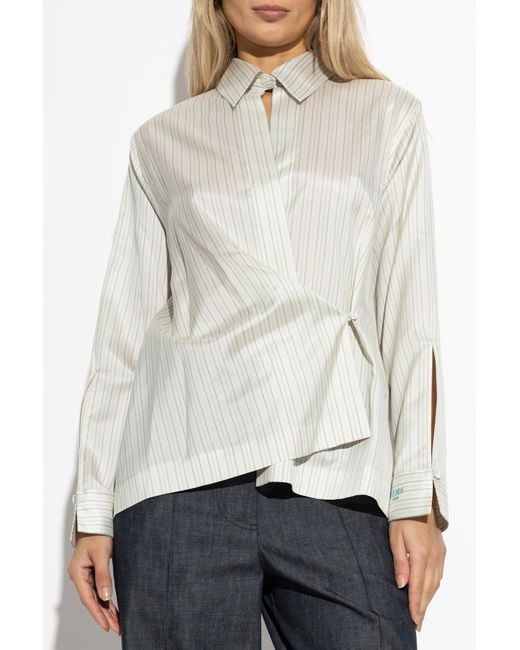 Fendi Natural Silk Shirt With Stripe Pattern