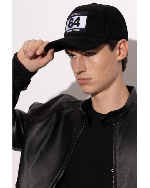 DSquared² Black Corduroy Cap for men