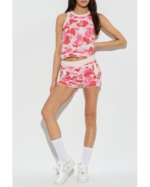 A Bathing Ape Red Shorts With Pockets