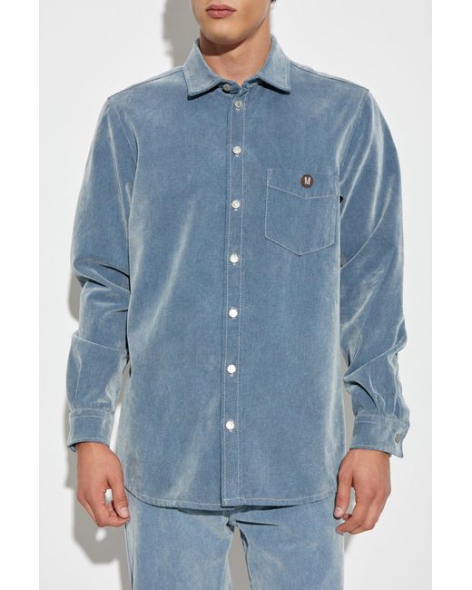 Moschino Blue Denim Shirt With Logo for men