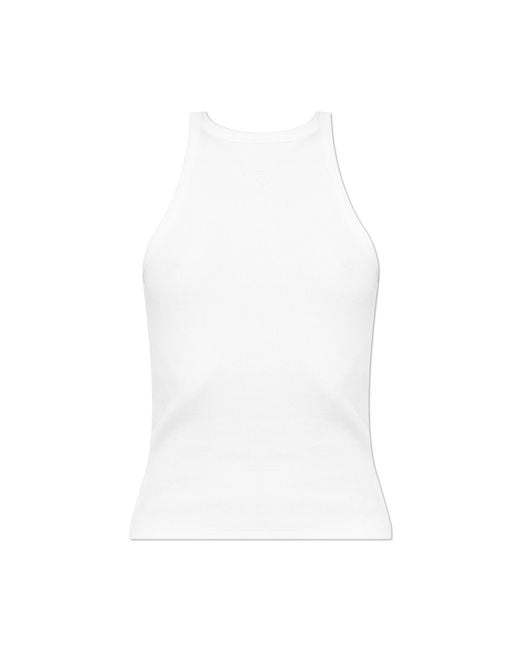 Gestuz White Ribbed Top