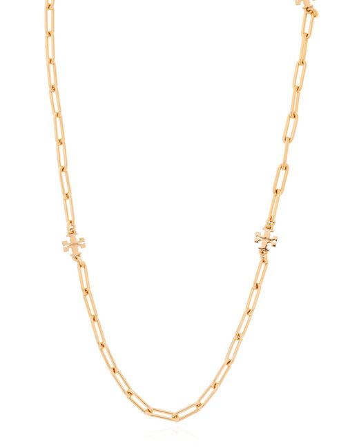 Tory Burch Metallic 'Good Luck' Necklace With Logo