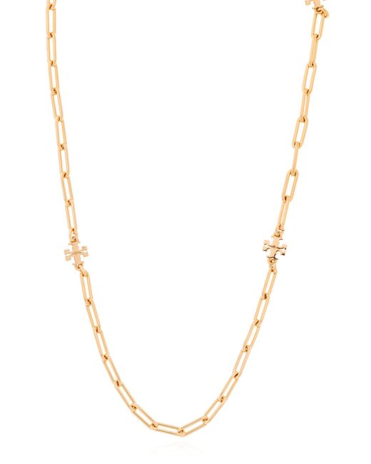 Tory Burch Metallic 'good Luck' Necklace With Logo,