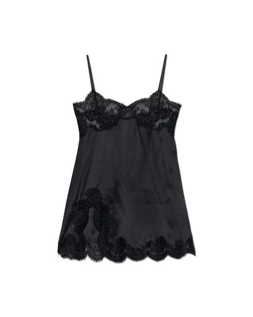 Dolce & Gabbana Black Silk Dress With Lace Inserts