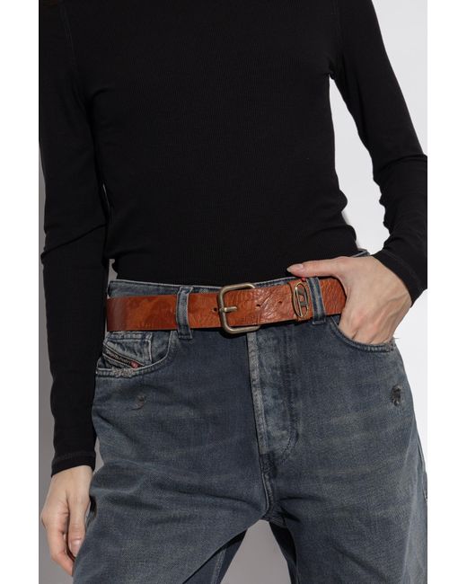 DIESEL Brown 'Oval D Loop' Belt