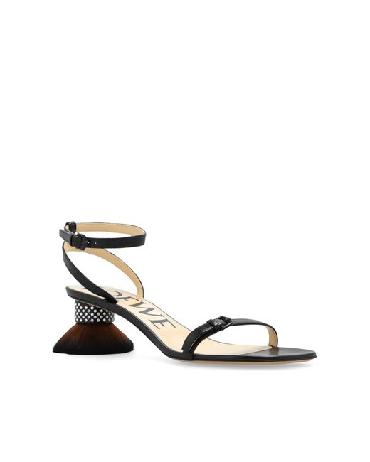 Loewe 'petal' Heeled Sandals in Black | Lyst