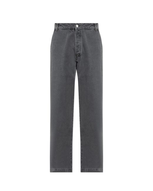 Officine Generale Gray Jeans With Logo for men