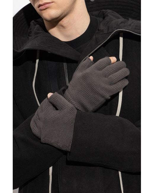 Rick Owens Black Cashmere Gloves for men