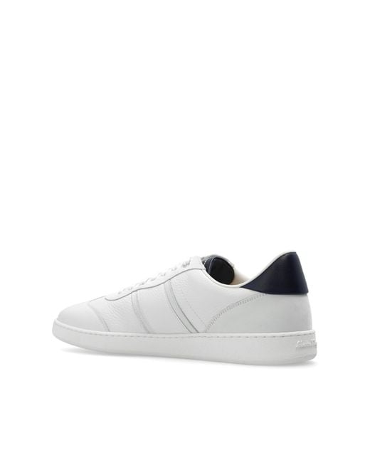 Ferragamo White Hammered Leather Sneakers for men