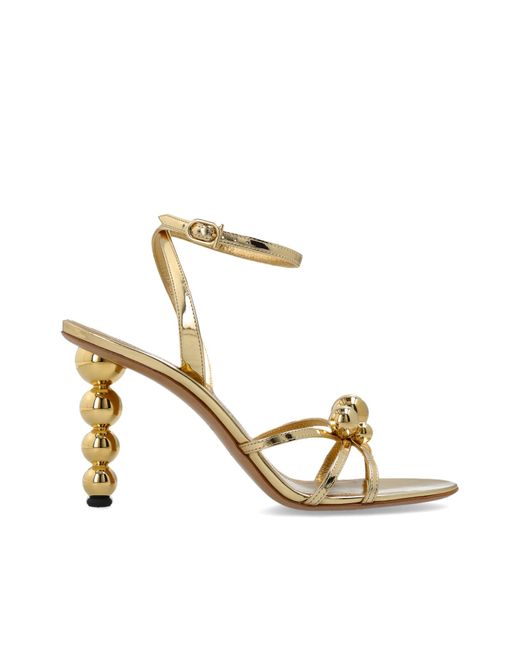 Ferragamo Metallic Leather Sandals "Karina"