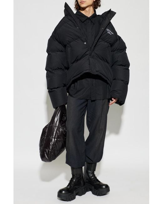 Balenciaga Black Puffer Jacket With Logo for men
