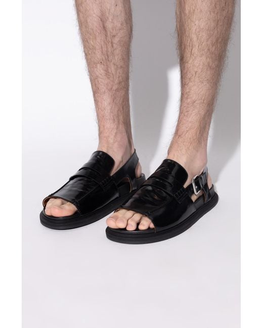 Marni Black Leather Sandals for men