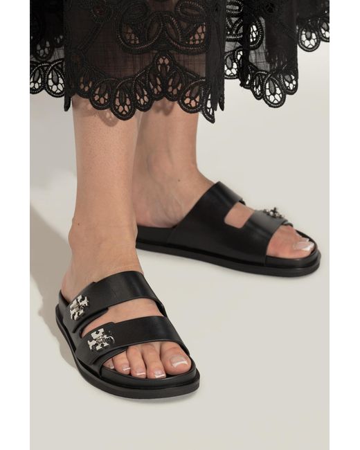 Tory Burch Black Leather Slides
