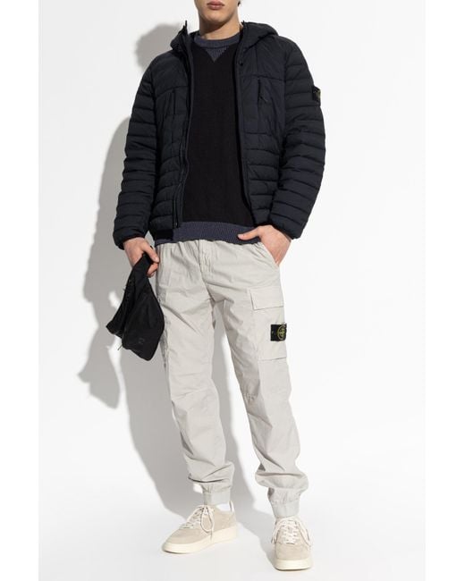 Stone Island Black Down Jacket With Hood for men