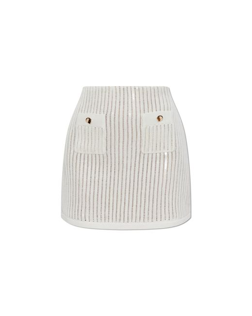 Self-Portrait White Short Skirt With Shimmering Sequins