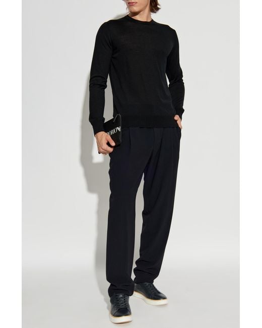 Giorgio Armani Black Thin Wool Sweater for men