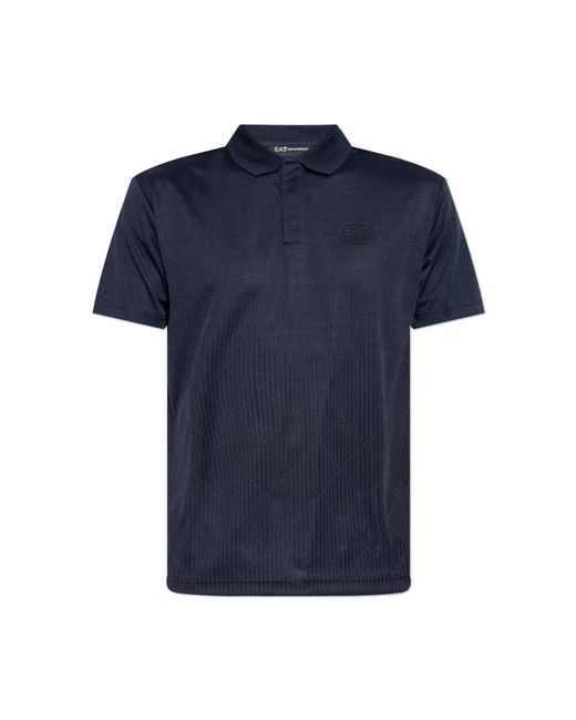 EA7 Blue Polo With Logo for men