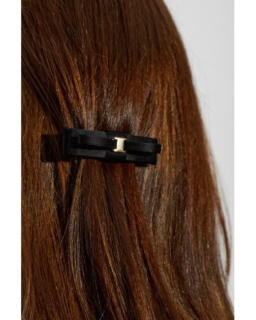 Ferragamo Black Satin Hair Clip