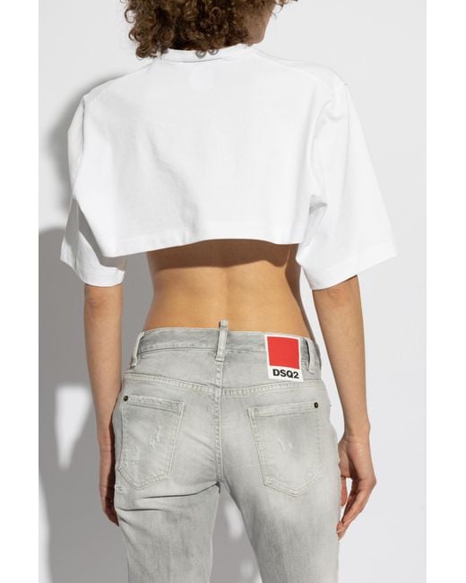 DSquared² White Short Loose-fitting T-shirt,