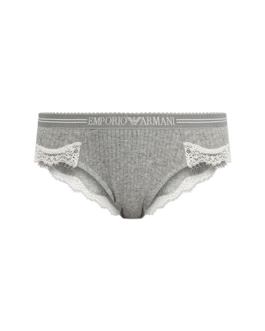 Emporio Armani Gray Briefs With Lace Inserts