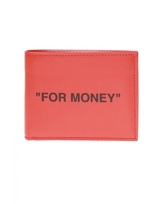 Off-White c/o Virgil Abloh Orange Quote Bifold "for Money" Leather Wallet for men