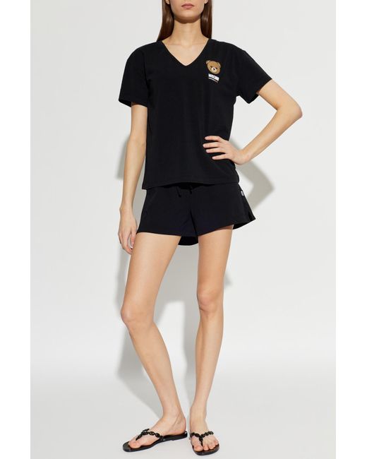 Moschino Black Two-Piece Pyjamas With Logo