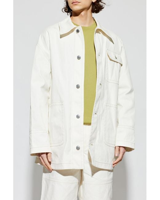 AMI White Denim Jacket With Pockets for men