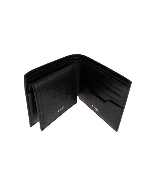 Bally Black Leather Wallet With Logo for men