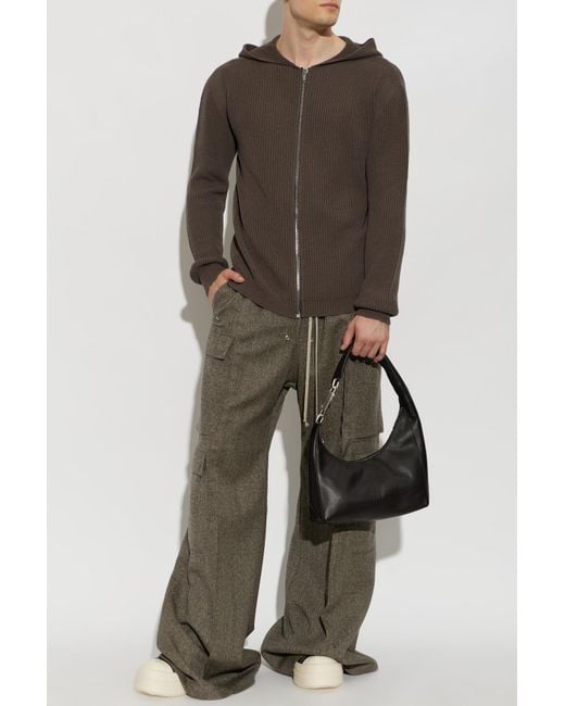 Rick Owens Brown Wool Cardigan With Hood for men