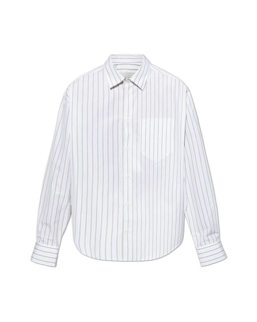 AMI White Shirt With A Stripe Pattern