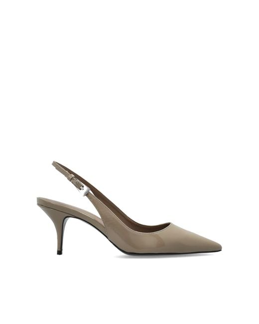 Black Suede Studio White Leather Heeled Shoes "Branca"