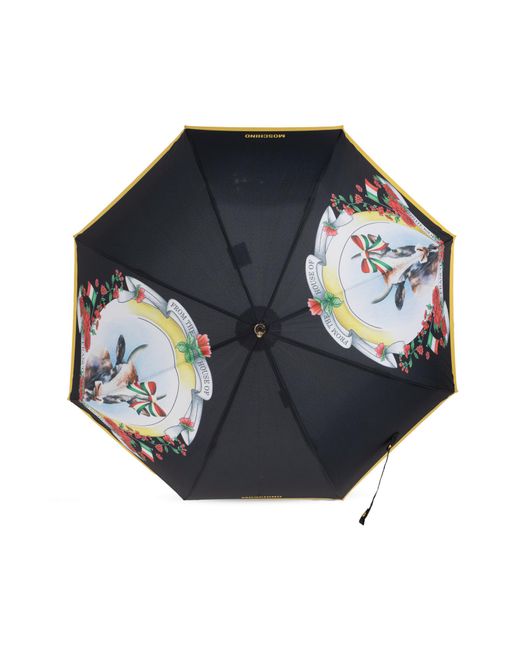 Moschino Blue Parasol With A Pattern