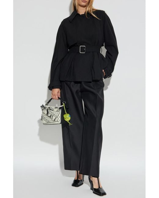 Loewe Black Short Coat With A Waist Belt,